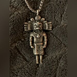 Vintage Unisex Sterling Navajo Two Sided Pendant